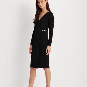 Lauren Ralph Lauren Black Jersey Surplice Dress